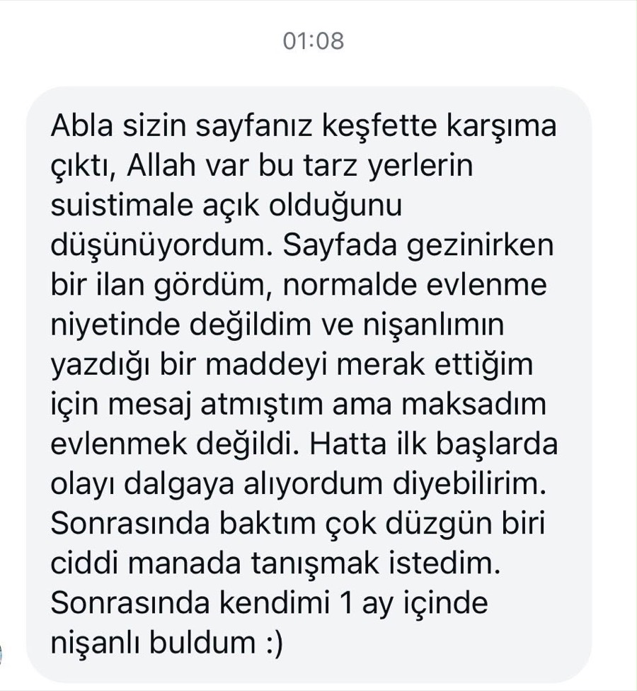 Bir üyenin mesajı: Evlenme niyetinde değildim, kendimi bir ay içinde nişanlı buldum.